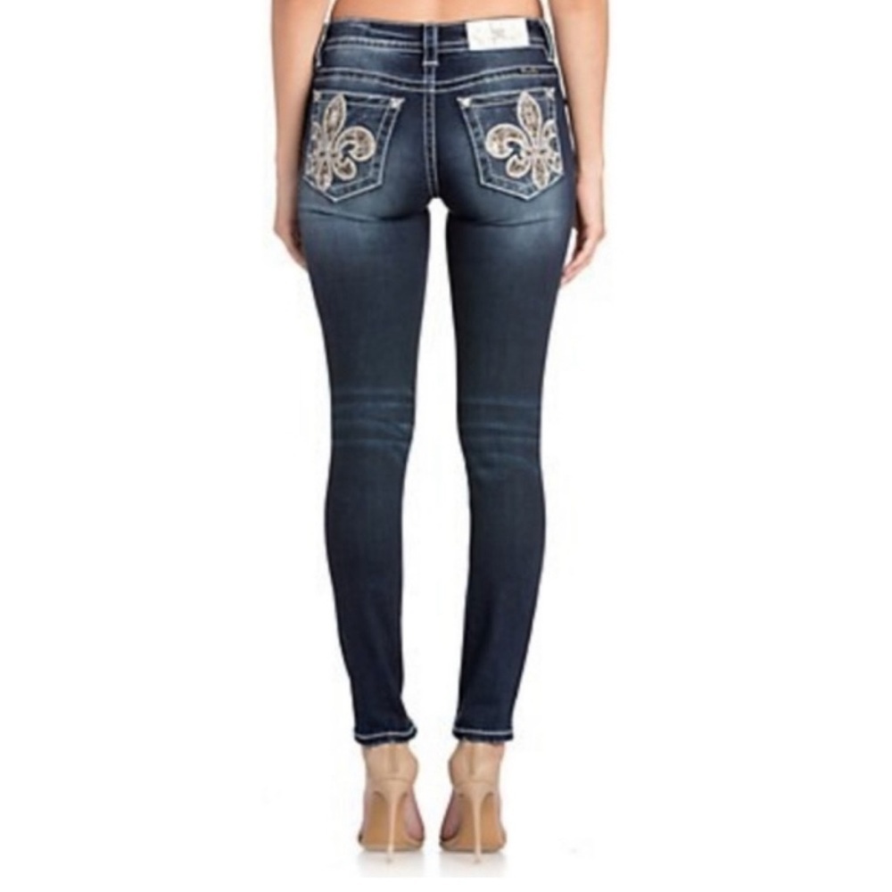 Miss Me Fleur De Lis Skinny Embellished Jeans Size 28